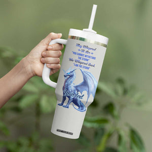 Dragon They Whispered To Her You Cannot Withstand The Storm Tumbler With Handle Personalized TS04 Print Your Wear
