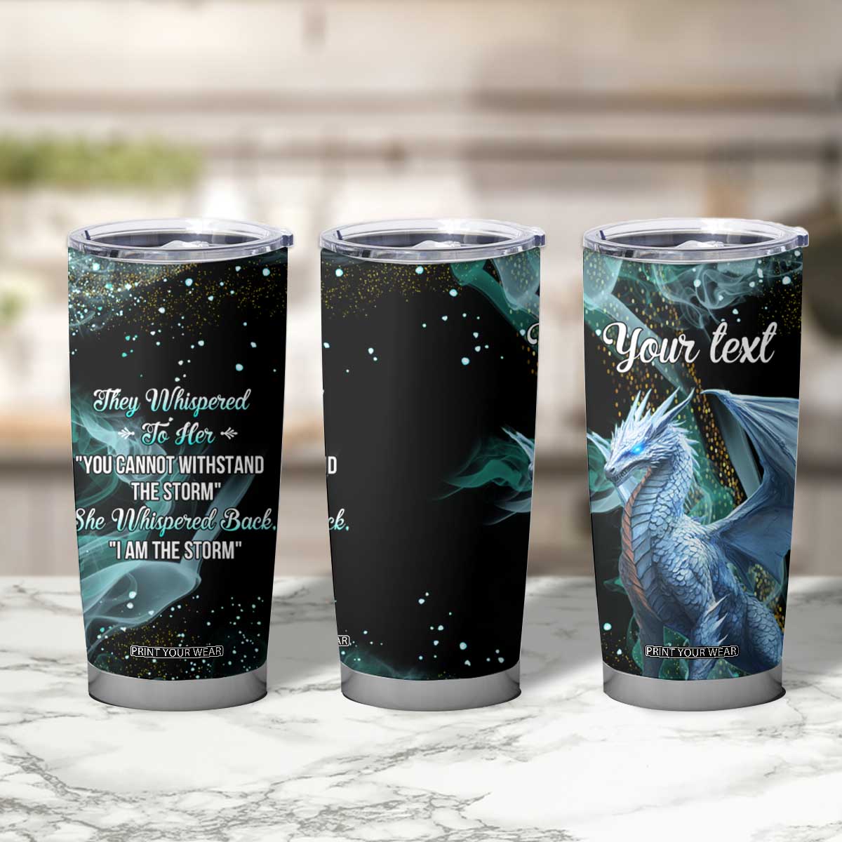 Dragon They Whispered To Her You Cannot Withstand The Storm Tumbler Cup Personalized TS04 Print Your Wear