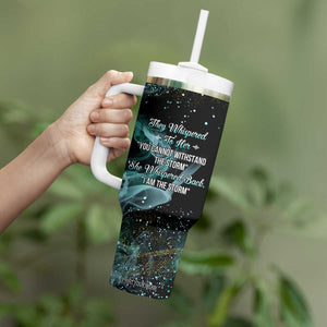 Dragon They Whispered To Her You Cannot Withstand The Storm Tumbler With Handle Personalized TS04 Print Your Wear