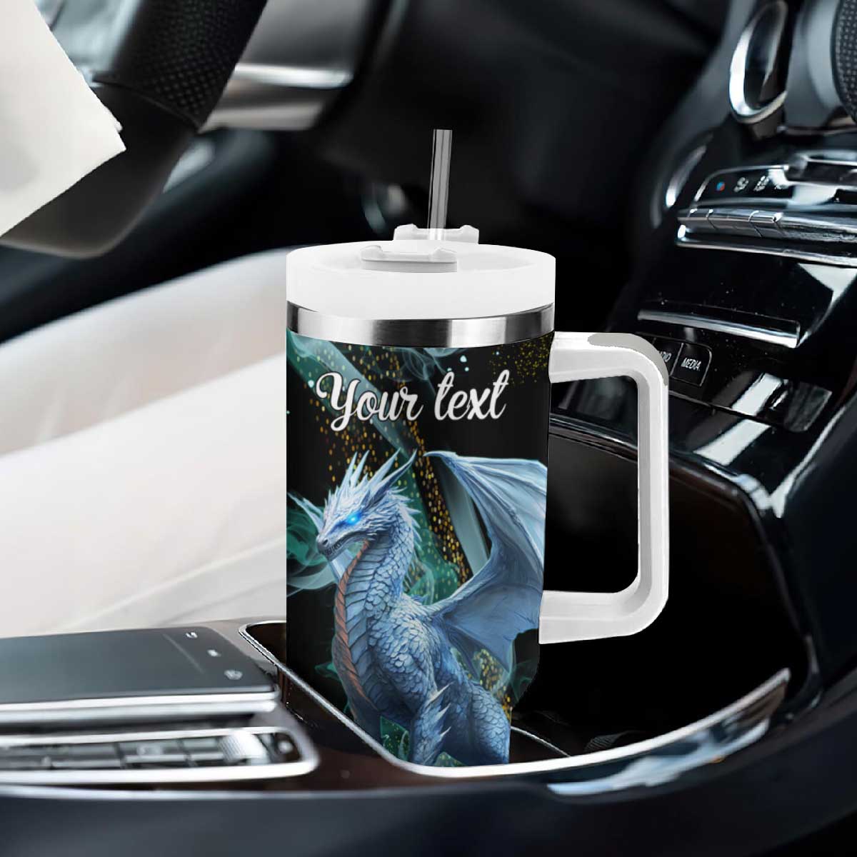 Dragon They Whispered To Her You Cannot Withstand The Storm Tumbler With Handle Personalized TS04 Print Your Wear