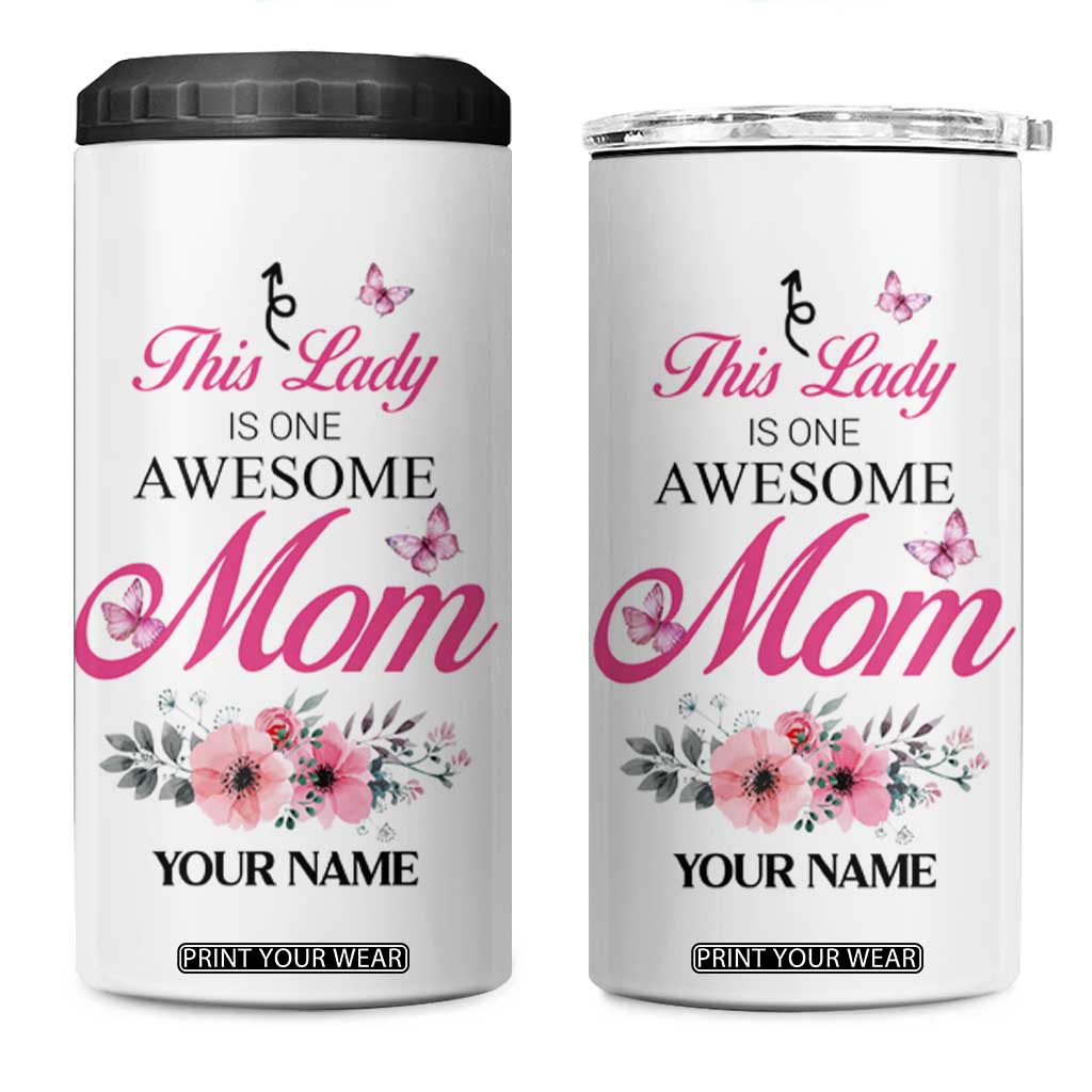 Butterfly Awesome Mom 4 in 1 Can Cooler Tumbler Personalized TS04 One Size: 16 oz Multicolor Print Your Wear