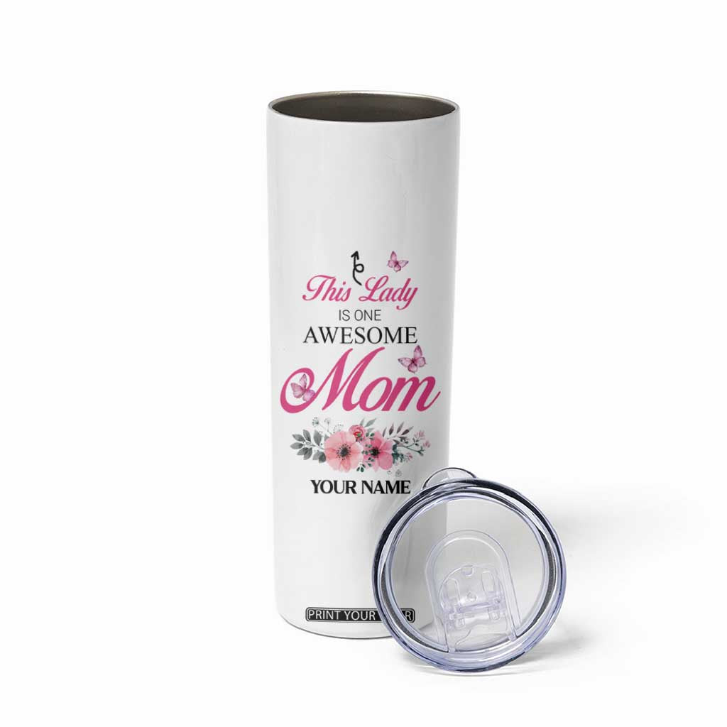 Butterfly Awesome Mom Skinny Tumbler Personalized TS04 Print Your Wear