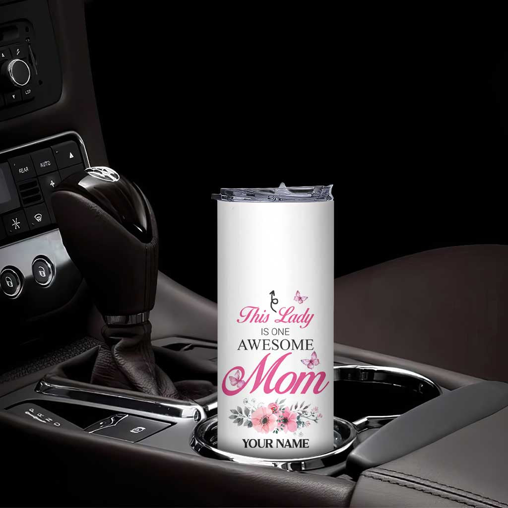 Butterfly Awesome Mom Skinny Tumbler Personalized TS04 Print Your Wear