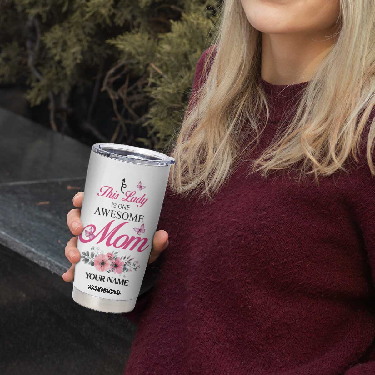Butterfly Awesome Mom Tumbler Cup Personalized TS04 Print Your Wear