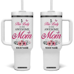 Butterfly Awesome Mom Tumbler With Handle Personalized TS04 One Size: 40 oz Multicolor Print Your Wear