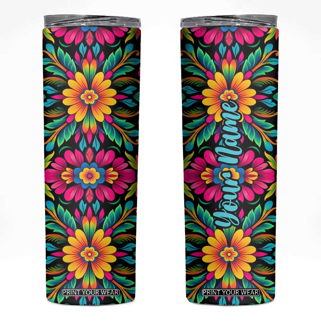 Gardening Mexican Flower Pattern Skinny Tumbler Personalized TS04 Multicolor Print Your Wear