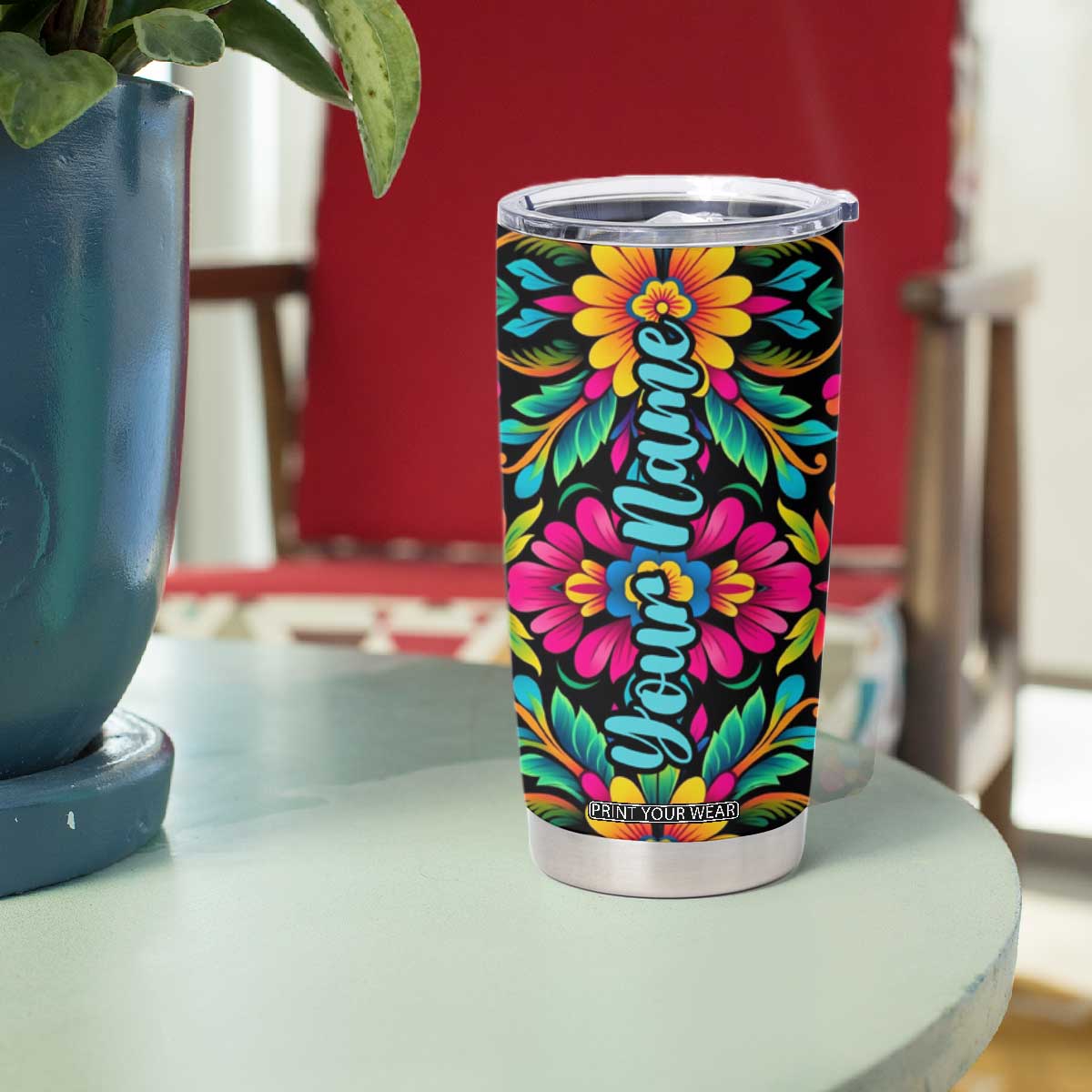 Gardening Mexican Flower Pattern Tumbler Cup Personalized TS04 Print Your Wear