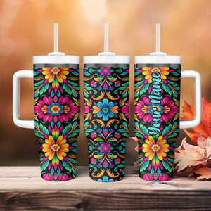Gardening Mexican Flower Pattern Tumbler With Handle Personalized TS04 Print Your Wear