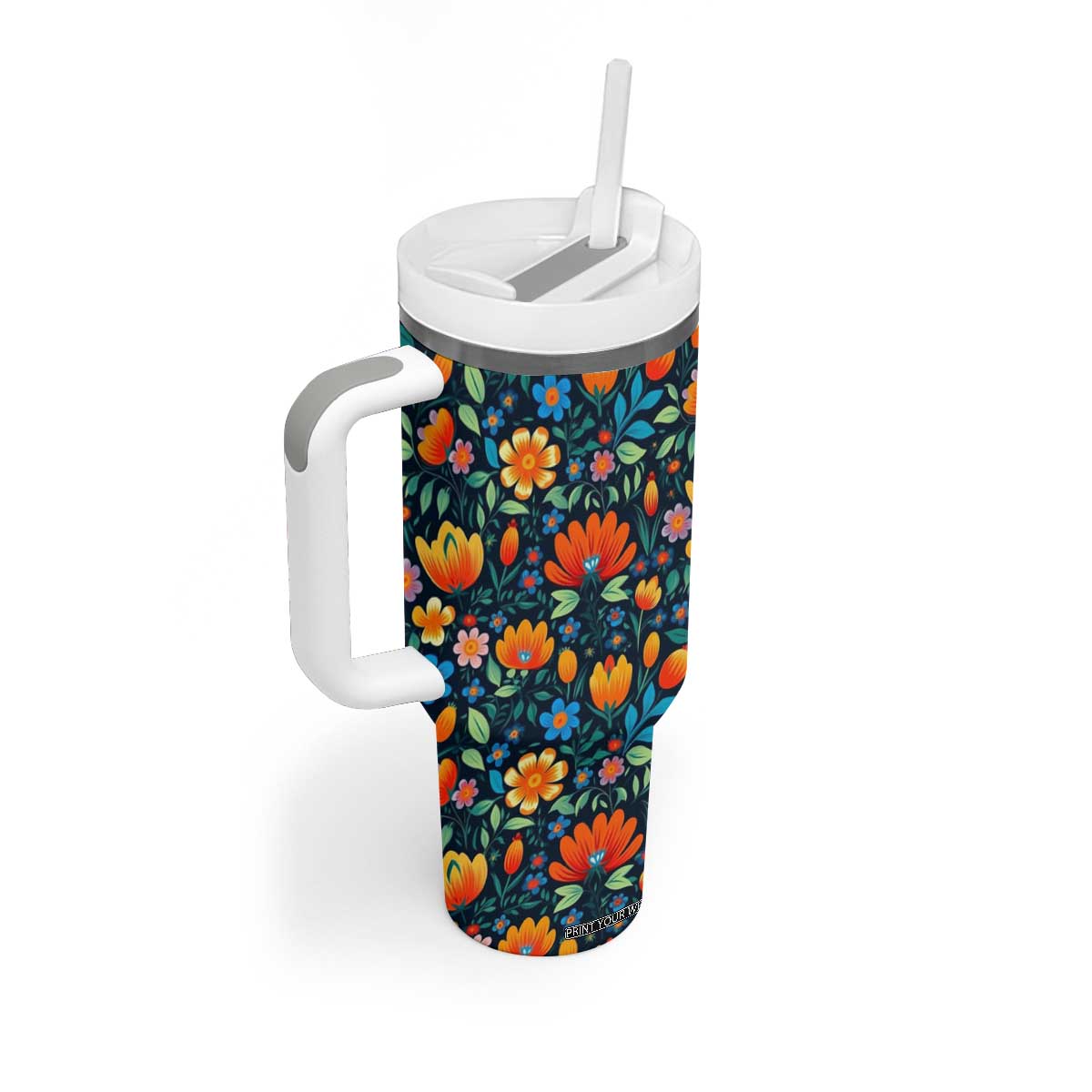 Mexican Gardening Flower Pattern Tumbler With Handle Personalized TS04 Print Your Wear
