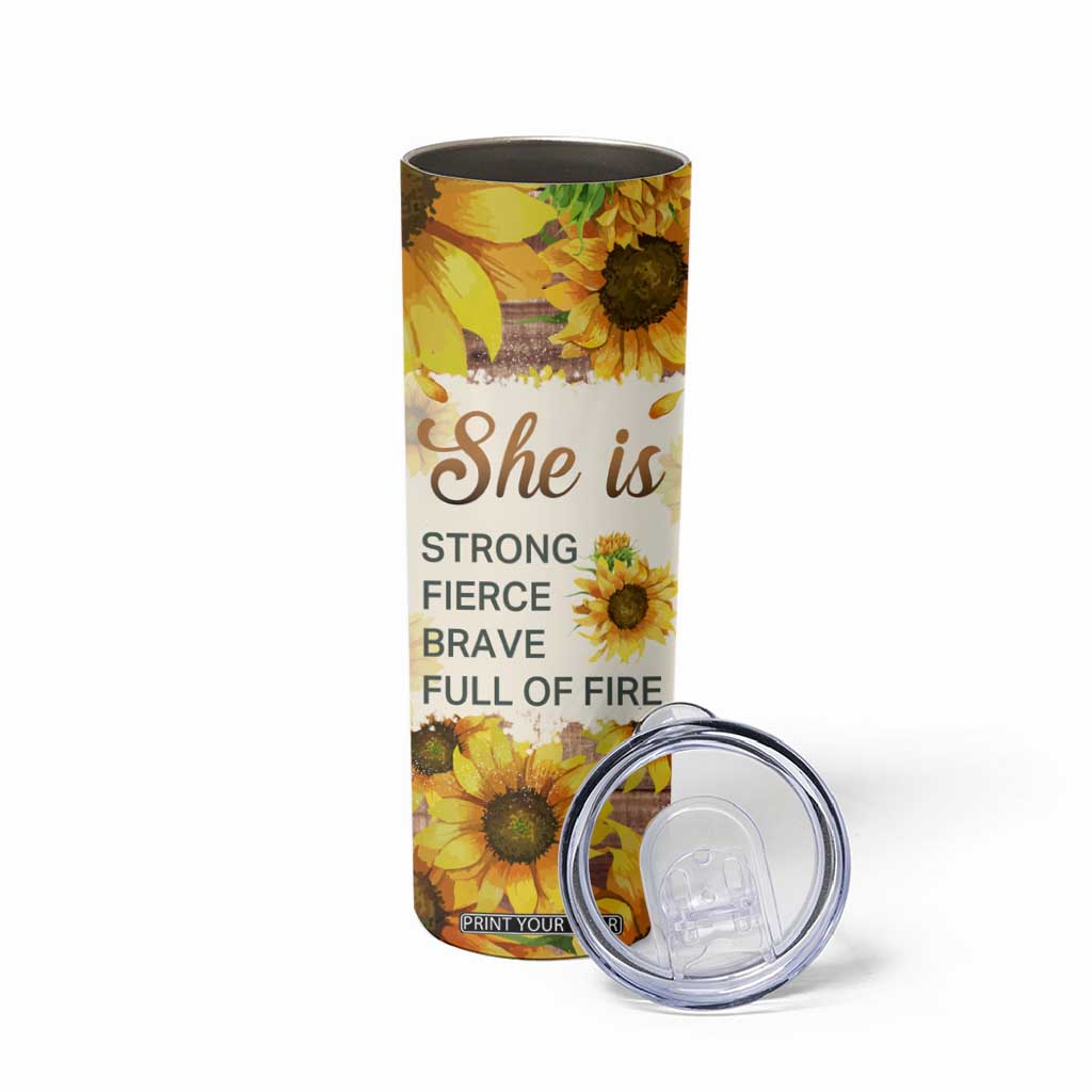 Black Woman She Is Strong Fierce Brave Full Of Fire Skinny Tumbler Personalized TS04 Print Your Wear