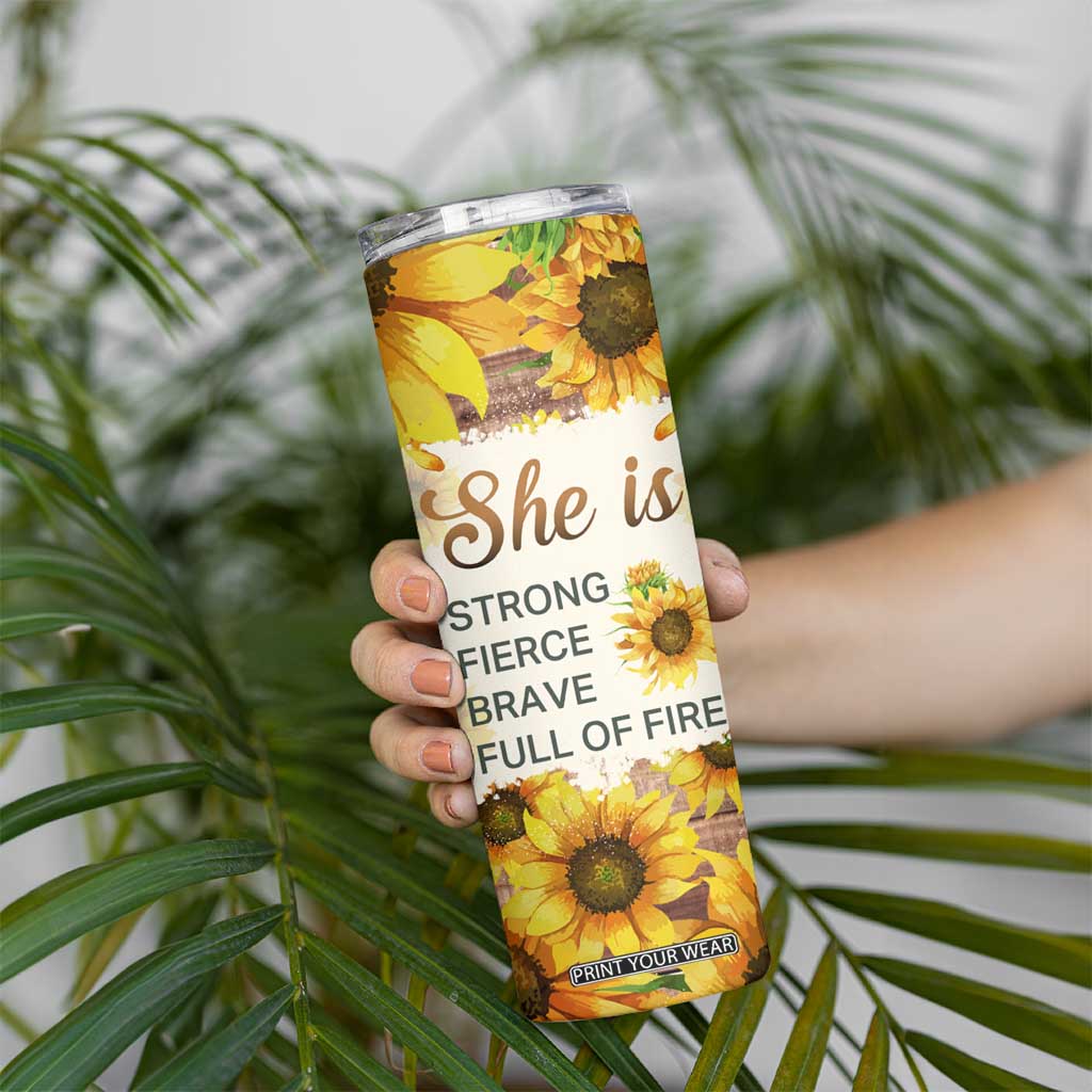 Black Woman She Is Strong Fierce Brave Full Of Fire Skinny Tumbler Personalized TS04 Print Your Wear