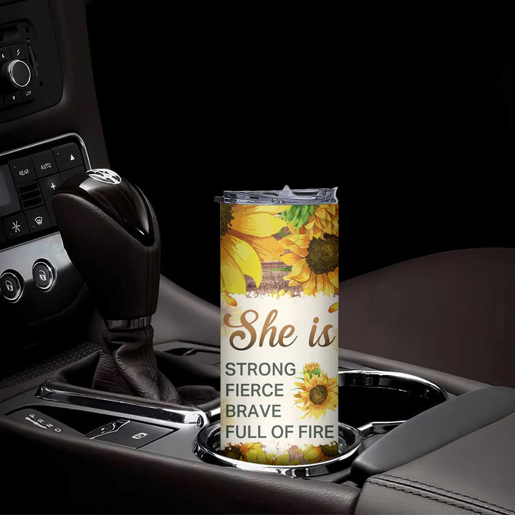 Black Woman She Is Strong Fierce Brave Full Of Fire Skinny Tumbler Personalized TS04 Print Your Wear