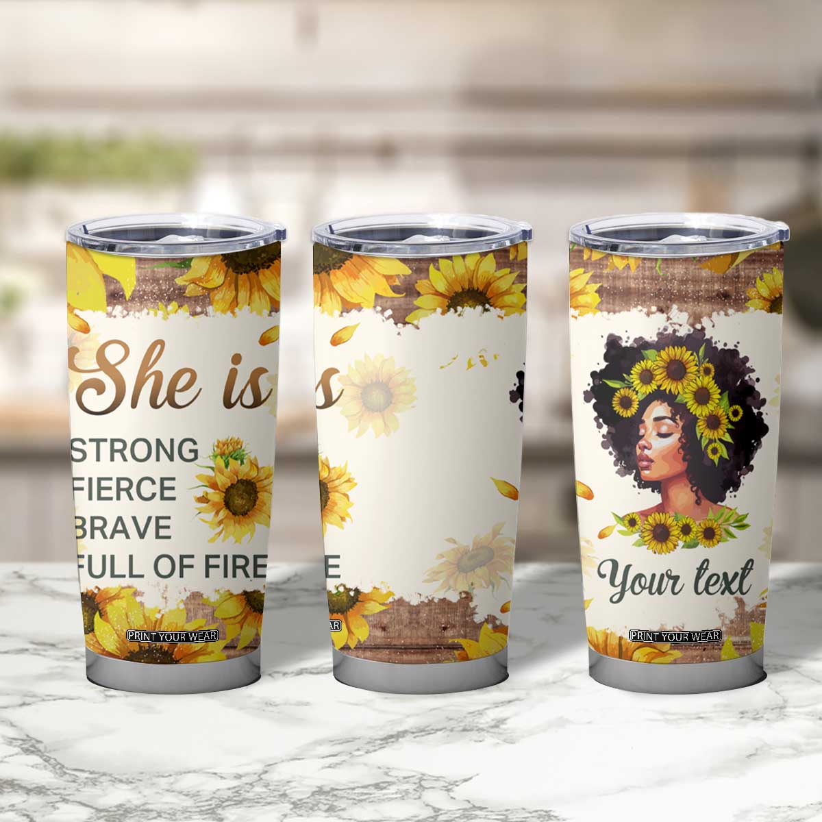 Black Woman She Is Strong Fierce Brave Full Of Fire Tumbler Cup Personalized TS04 Print Your Wear