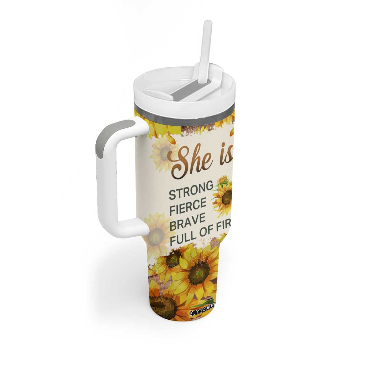 Black Woman She Is Strong Fierce Brave Full Of Fire Tumbler With Handle Personalized TS04 Print Your Wear