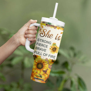 Black Woman She Is Strong Fierce Brave Full Of Fire Tumbler With Handle Personalized TS04 Print Your Wear