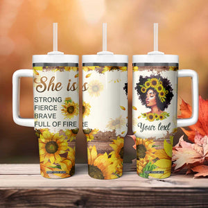 Black Woman She Is Strong Fierce Brave Full Of Fire Tumbler With Handle Personalized TS04 Print Your Wear