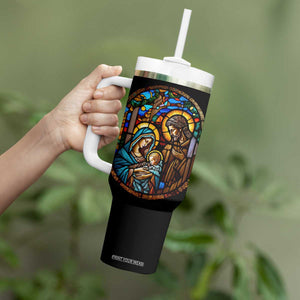 Faith Nativity Abstract Stained Glass Tumbler With Handle Personalized TS04 Print Your Wear