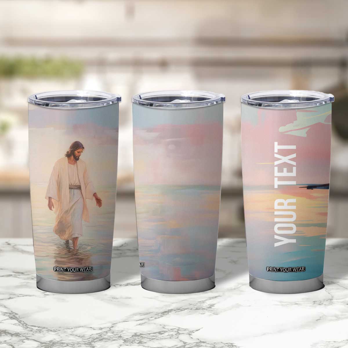 Jesus Walking On The Beach Tumbler Cup Personalized TS04 Print Your Wear