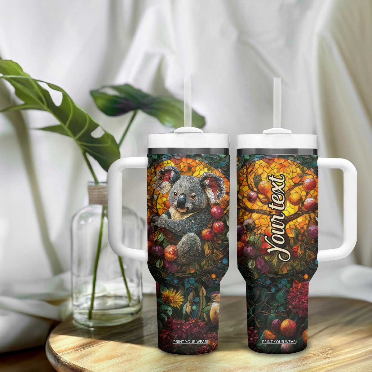 Koala Crystal Mosaic Tumbler With Handle Personalized TS04 Print Your Wear