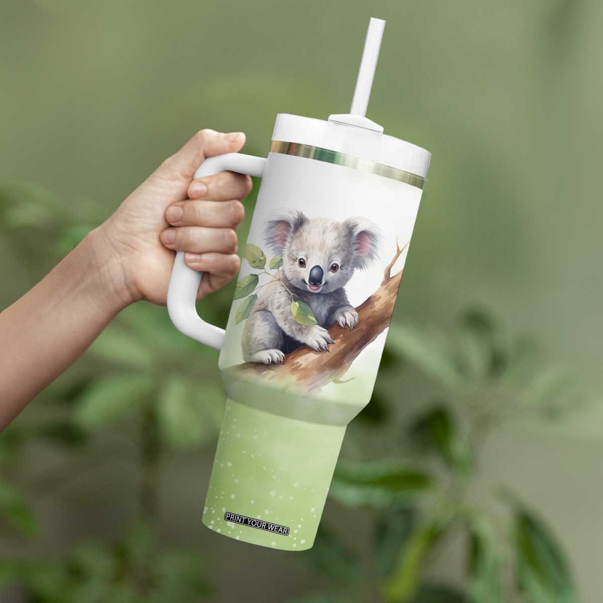 Koala Hugs Tree Tumbler With Handle Personalized TS04 Print Your Wear