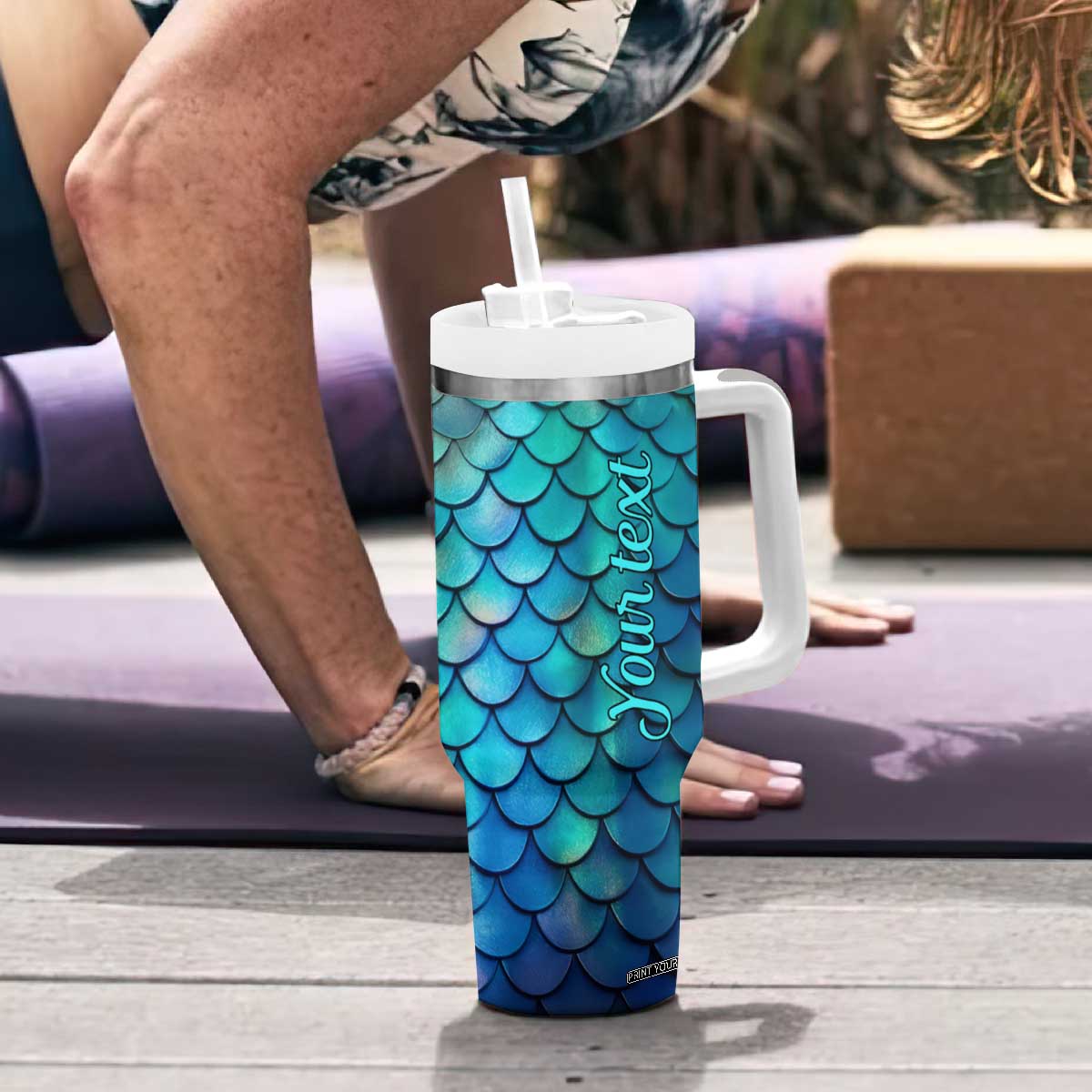 Mermaid Scales Pattern Tumbler With Handle Personalized TS04 Print Your Wear
