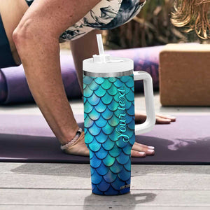 Mermaid Scales Pattern Tumbler With Handle Personalized TS04 Print Your Wear