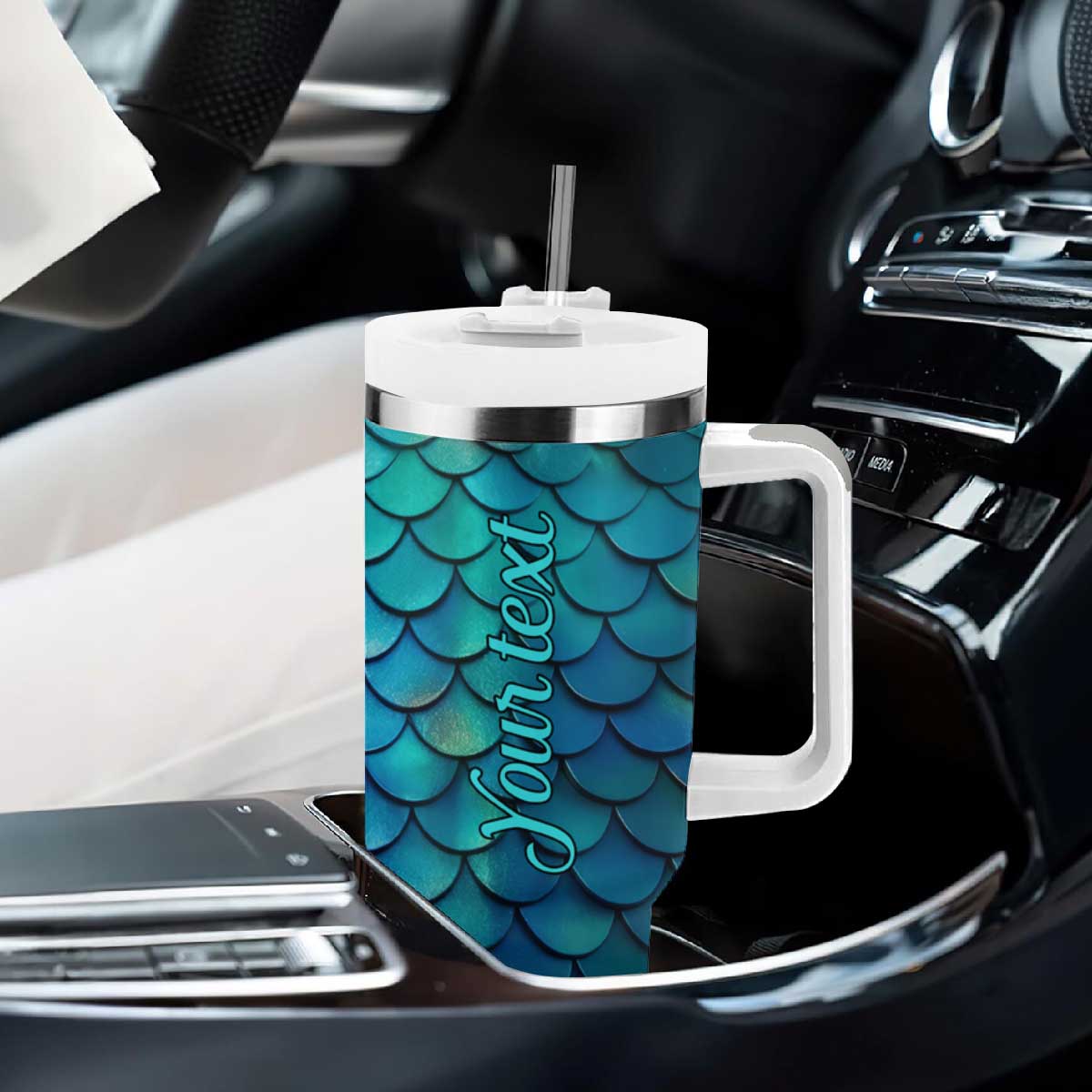 Mermaid Scales Pattern Tumbler With Handle Personalized TS04 Print Your Wear