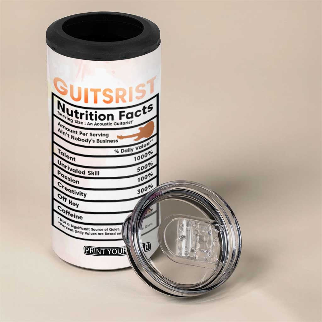 Guitarist Nutrition Facts Electric Guitar 4 in 1 Can Cooler Tumbler Personalized TS04 Print Your Wear