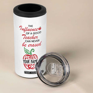 The Influence Of A Good Teacher Can Never Be Erased 4 in 1 Can Cooler Tumbler Personalized TS04 Print Your Wear
