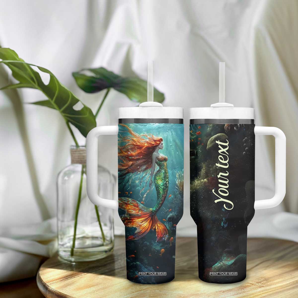 Mermaid Ocean Tumbler With Handle Personalized TS04 Print Your Wear