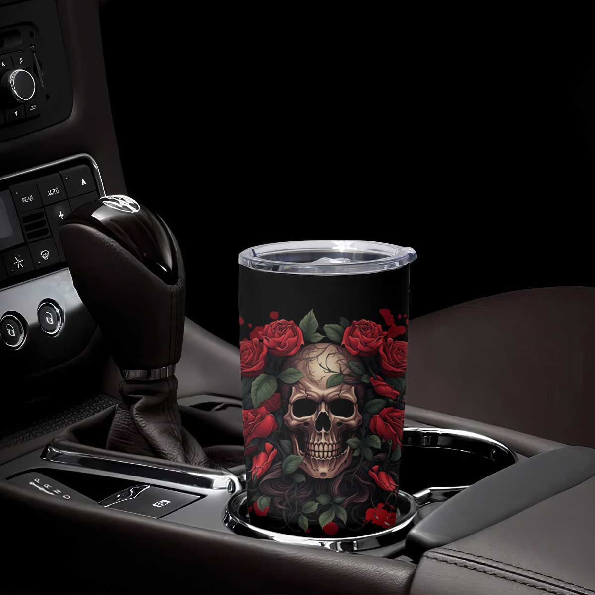Vintage Skull Rose Tumbler Cup Personalized TS04 Print Your Wear