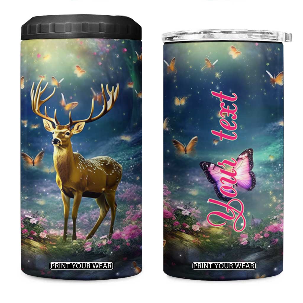Deer In Flower Forest 4 in 1 Can Cooler Tumbler Personalized TS04 One Size: 16 oz Multicolor Print Your Wear