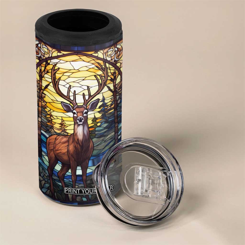 Deer Stained Glass 4 in 1 Can Cooler Tumbler Personalized TS04 Print Your Wear