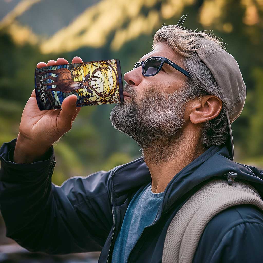 Deer Stained Glass 4 in 1 Can Cooler Tumbler Personalized TS04 Print Your Wear