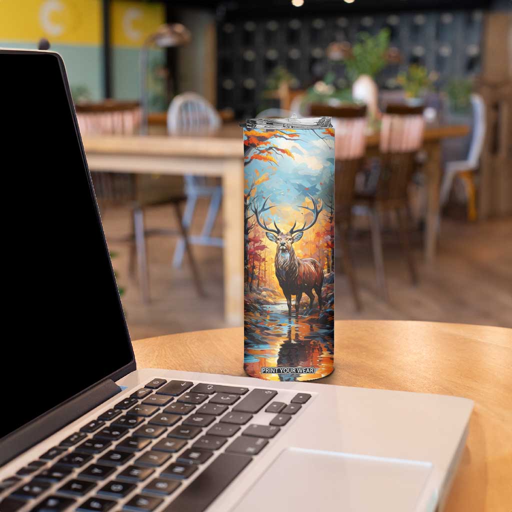Deer In Colorful Forest Skinny Tumbler Personalized TS04 Print Your Wear