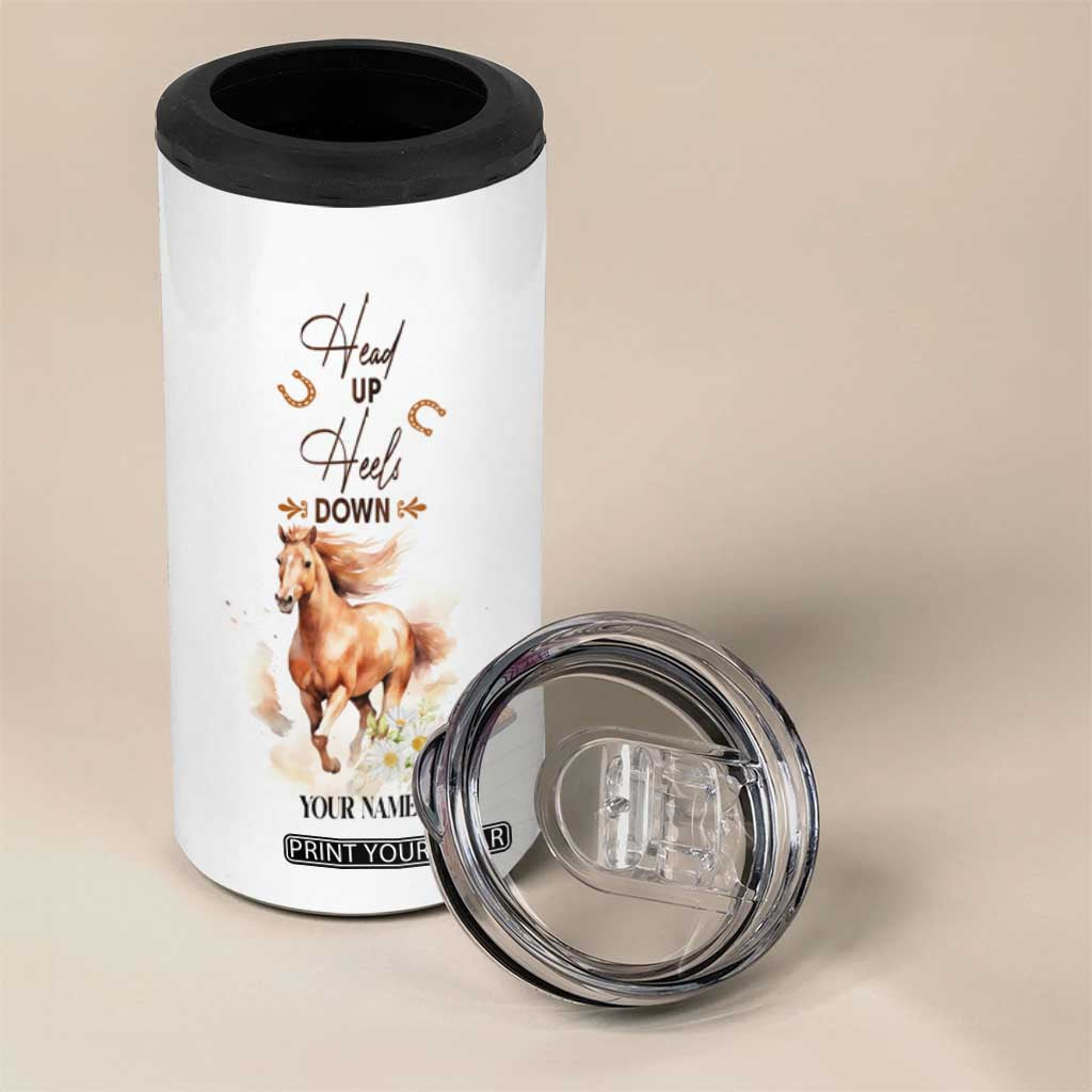 Horse Head Up Heels Down 4 in 1 Can Cooler Tumbler Personalized TS04 Print Your Wear