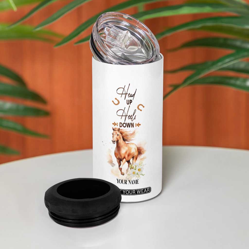 Horse Head Up Heels Down 4 in 1 Can Cooler Tumbler Personalized TS04 Print Your Wear