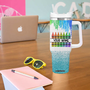 A Teacher Takes A Hand Open A Mind And Touches A Heart Tumbler With Handle Personalized TS04 Print Your Wear