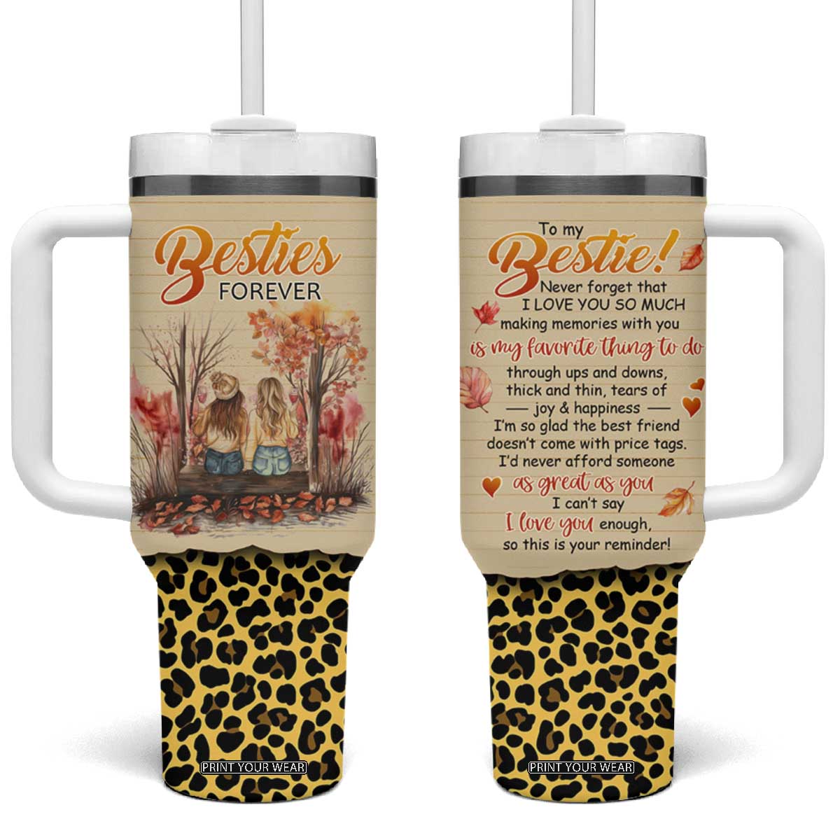 Bestie Forever Tumbler With Handle TS04 One Size: 40 oz Multicolor Print Your Wear