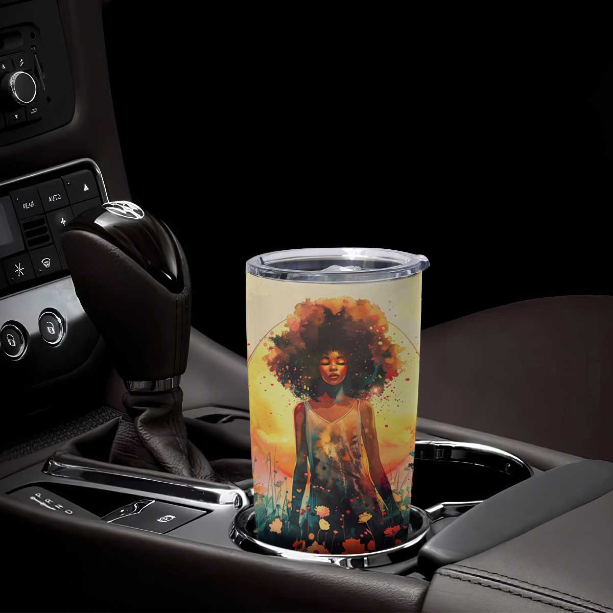 Black Women In Flower Field - Sun Set Watercolor Style Personalized Tumbler Cup TS04 Print Your Wear