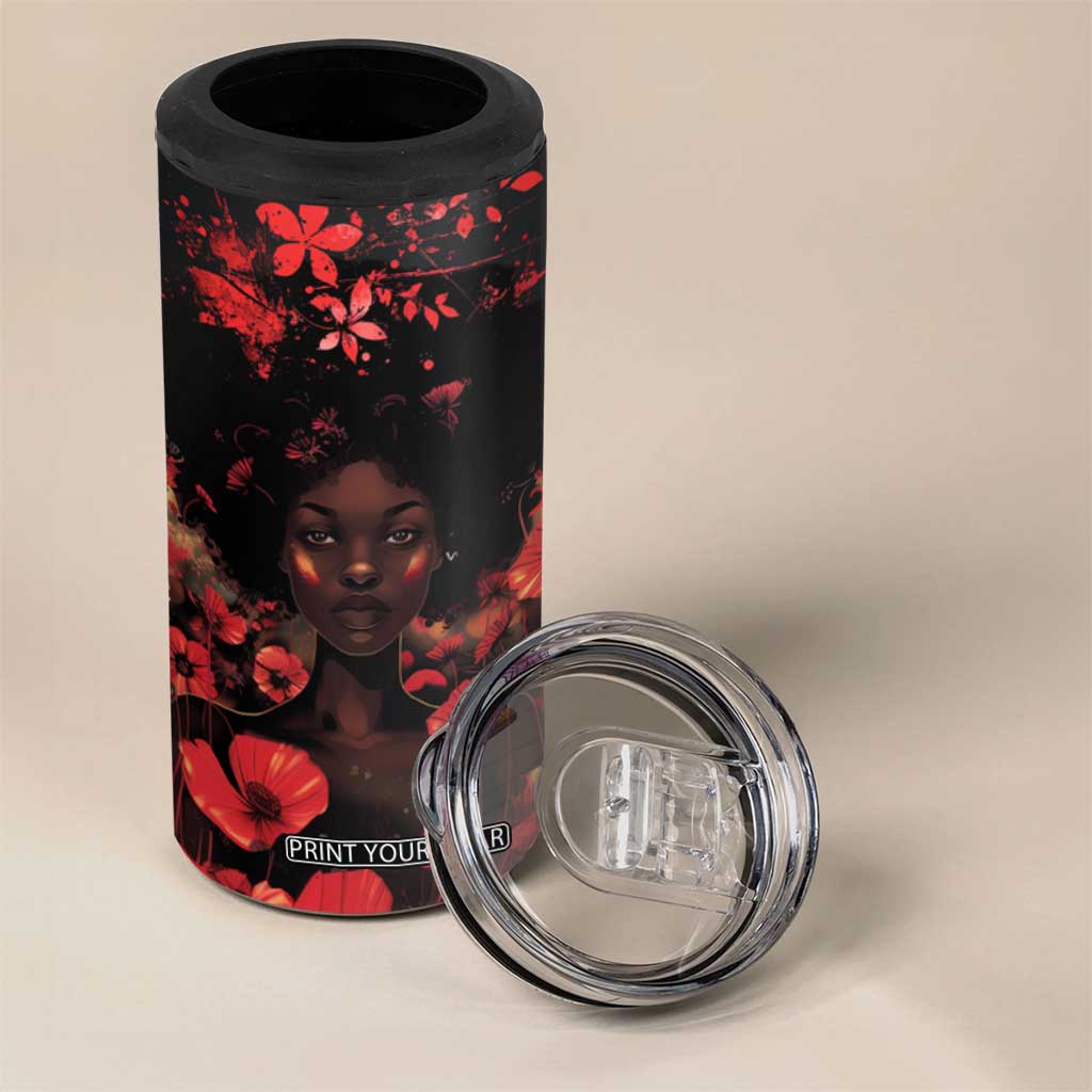 Vintage Black Woman Floral Personalized 4 in 1 Can Cooler Tumbler TS04 Print Your Wear