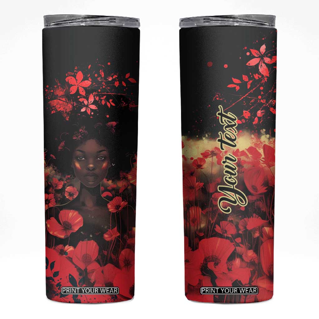 Vintage Black Woman Floral Personalized Skinny Tumbler TS04 Multicolor Print Your Wear