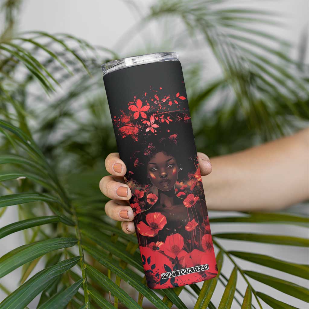 Vintage Black Woman Floral Personalized Skinny Tumbler TS04 Print Your Wear