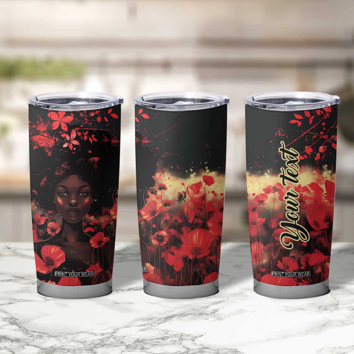 Vintage Black Woman Floral Personalized Tumbler Cup TS04 Print Your Wear