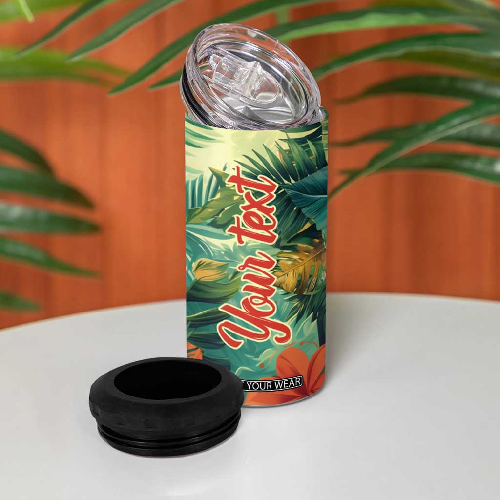 Black Woman Tropica Leaves Personalized 4 in 1 Can Cooler Tumbler TS04 Print Your Wear