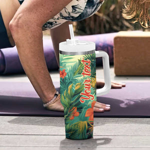 Black Woman Tropica Leaves Personalized Tumbler With Handle TS04 Print Your Wear