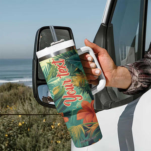 Black Woman Tropica Leaves Personalized Tumbler With Handle TS04 Print Your Wear