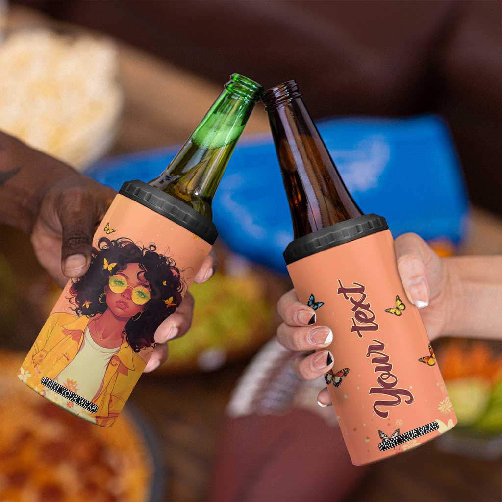 Lovely Black Woman Butterfly Personalized 4 in 1 Can Cooler Tumbler TS04 Print Your Wear