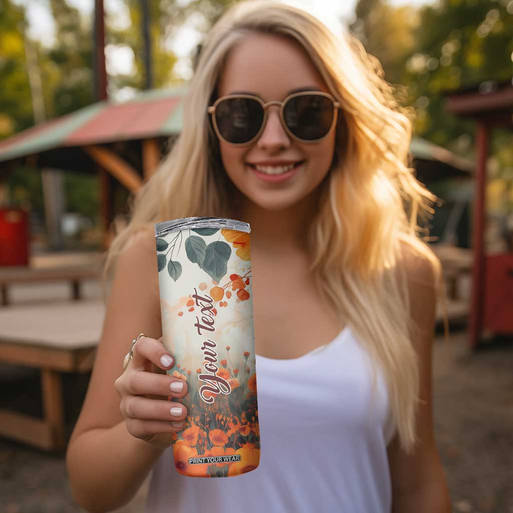 Black Woman And Flowers Field Personalized Skinny Tumbler TS04 Print Your Wear