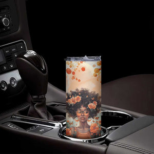 Black Woman And Flowers Field Personalized Skinny Tumbler TS04 Print Your Wear